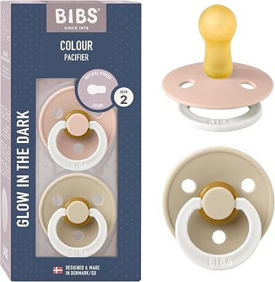 BIBS Colour Glow Soother 2-Pack Night Pacifier 6-18m Round Nipple