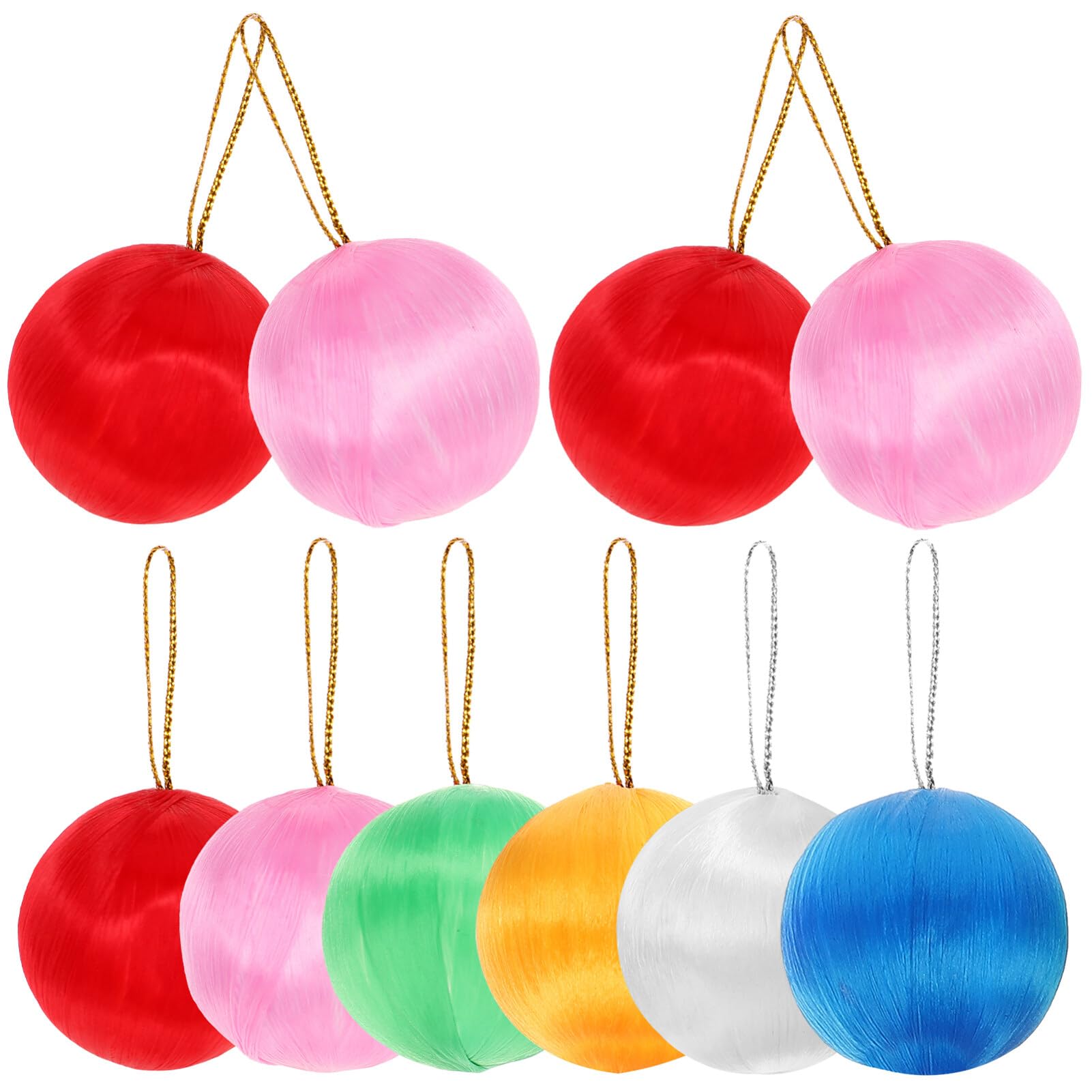 PartyKindom Silk Christmas Balls, Christmas Tree Decor, Colorful Thread Balls for Pendant (6pcs in a pack/5packs)