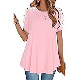 Afibi Womens Short Sleeve Cold Shoulder Summer Basic Tee Tops Shirts