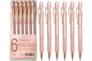 YOXMJDB Stylus Pens for Touch Screens, 6 Pack Rose Gold Inspirational Pens, 1.0mm Medium Point BallPoint Pens, Cute Pens Nurse Gifts Office Supplies for Women (Motivational, 6 Pcs Rose Gold)