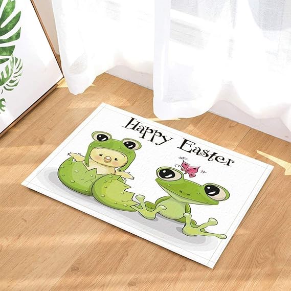 JHDF Letra Negra 2 Rana sobre Fondo Blanco Alfombrilla de baño Ángulo