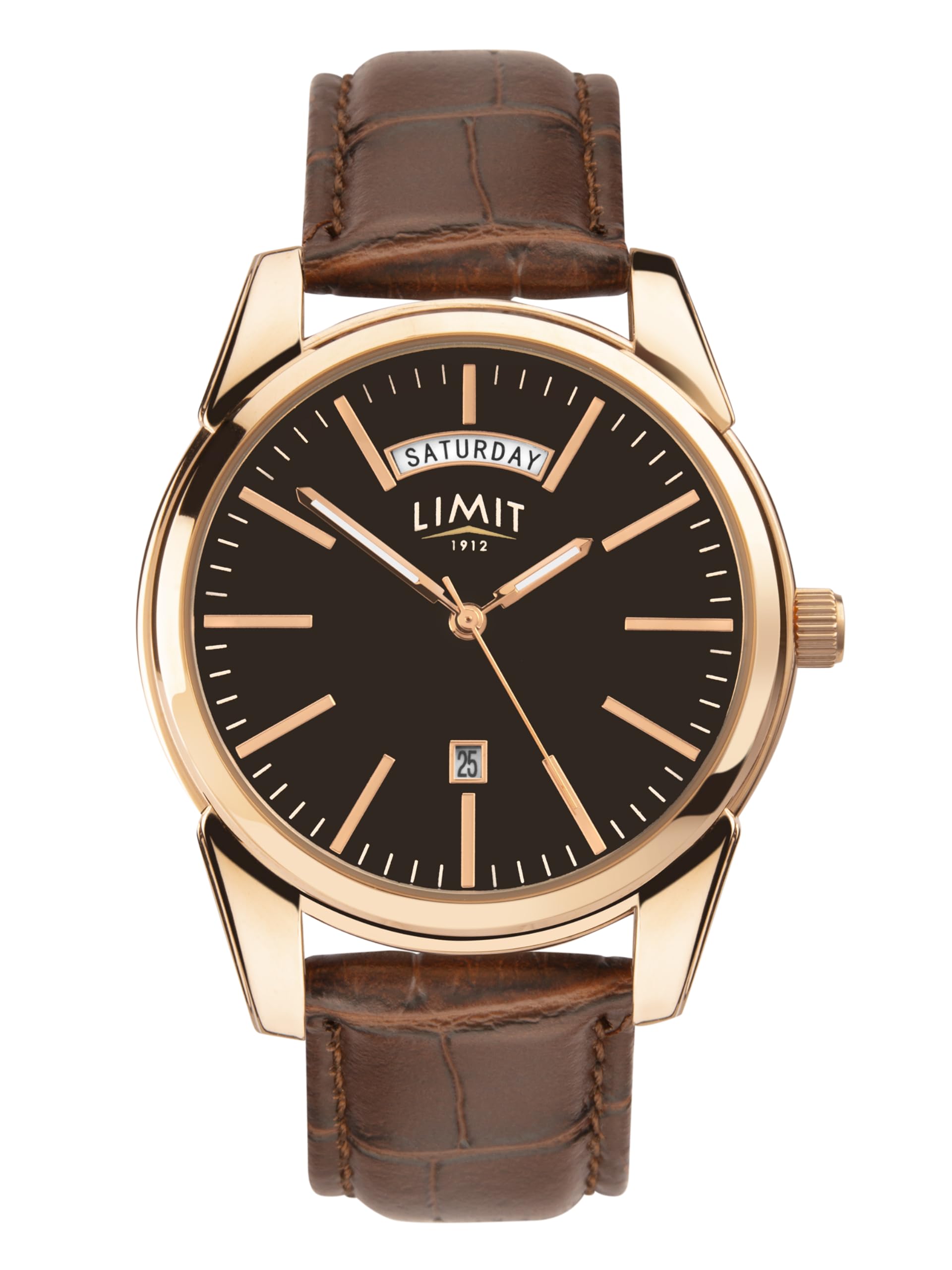 Limit Men's Quartz Watch with Black Dial Analogue Display and Brown PU Strap 5484.01