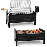 ONLYFIRE GRILLS 2-IN-1 Charcoal Grill with 3 Rotisserie Baskets &amp; BBQ Grate | Detachable Auto Rotating BBQ Roasting Machine with Motor for Outdoor Patio Backyard RV Tailgating Barbecue, GS304