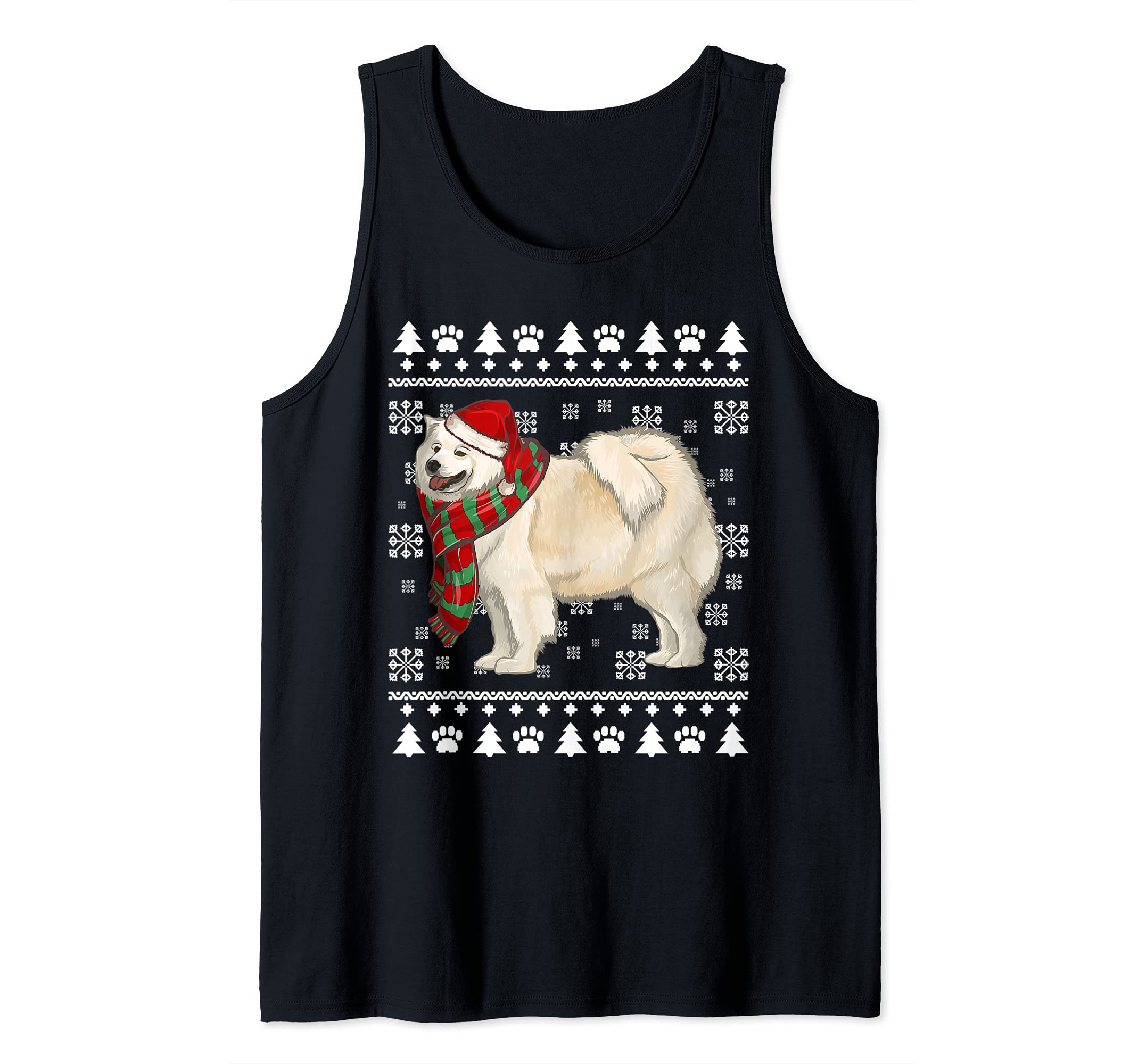 Samoyed Dog Santa Hat Xmas Ugly Christmas Tank Top