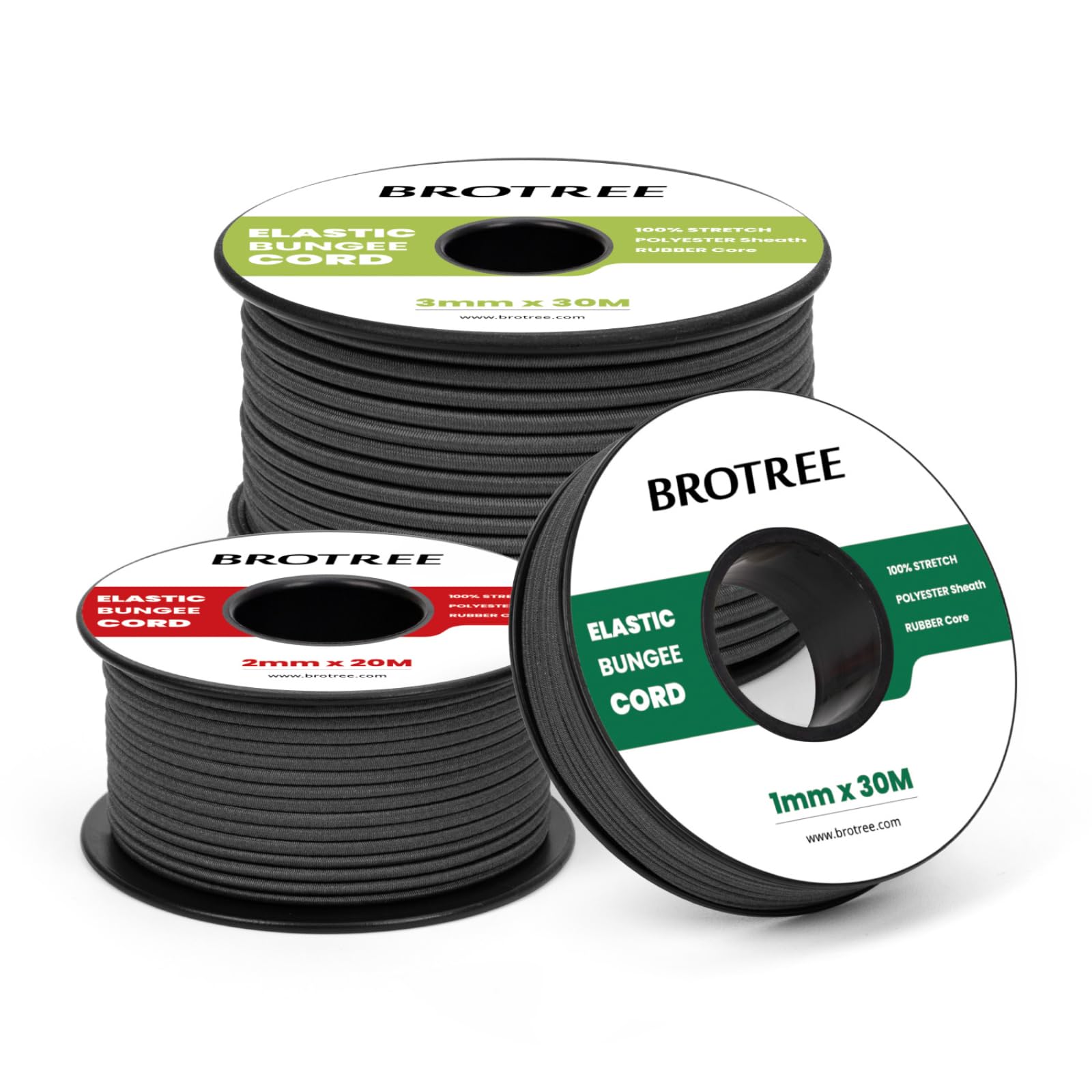 Brotree Elastic Cord Bungee Cord 1mm x 20m Elastic String Rope for DIY, Crafts, Sewing, Beading, Jewellery, Necklace, Bracelet, Tent Poles and Backpack - Black