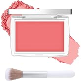 Cherry Blush Palette, Matte Powder Blush for Cheeks with Brush, Lightweight | Natural Glow, High Impact Buildable Color, Long-lasting, Silky Smooth Face Blusher Contour Palette Makeup for Older Women-015