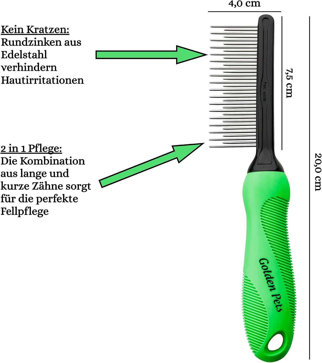 Golden Pets Fur Detangler Comb I Dog & Cat Brush Medium to Long Hair I Small - Large Animals I Easy to Clean I + Care Manual - Image 4
