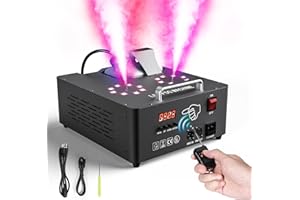 HOLDLAMP Fog Machine with Lights, 2000W 30000CFM Vertical Smoke Machine 16 Colorful LED Lights, DMX & Manual Control & Wireless Remote, Smoke Machine for Party Halloween Christmas DJ Disco Outdoors (1)