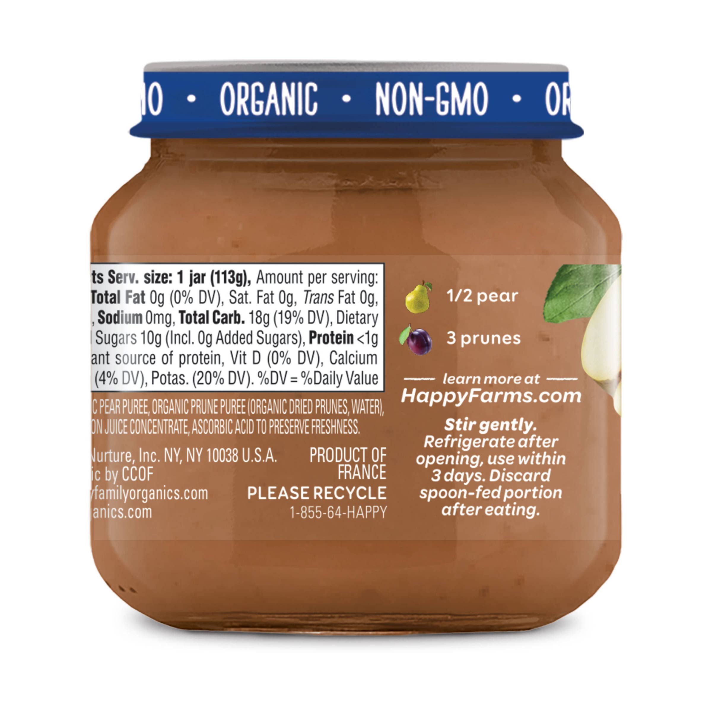 Happy Baby Organic Stage 2 Pears & Prunes Baby Food, 4 OZ
