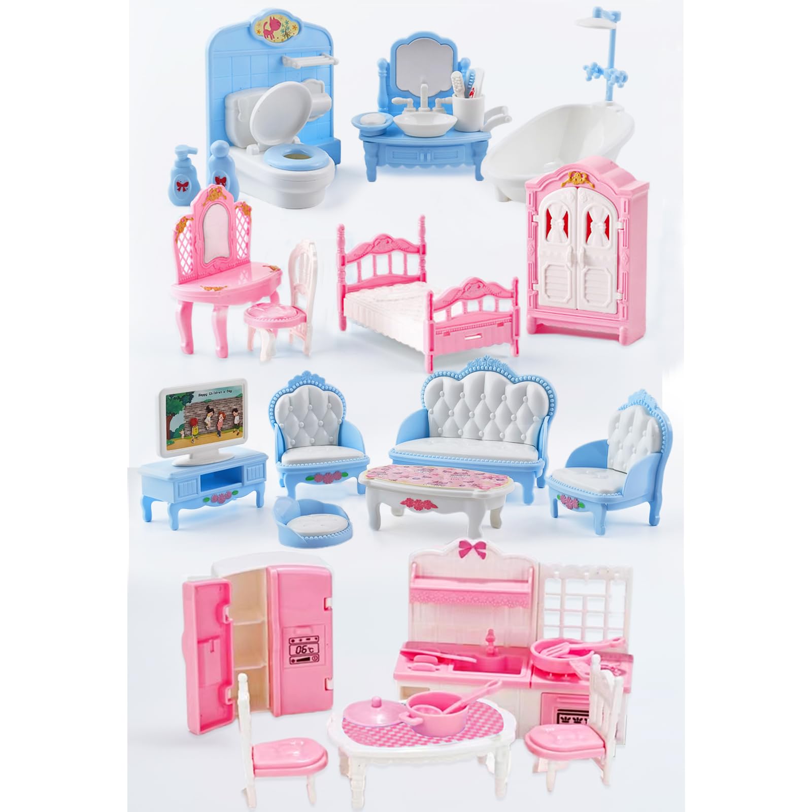 Photo 1 of 35 Pcs Dollhouse Furniture Accessories Set Mini House Furniture Small Dollhouse Miniature Furniture Play House Accessories 1:12 Tiny Kitchen Bedroom LivingRoom Bathroom Boy Girl Toddler3Y+