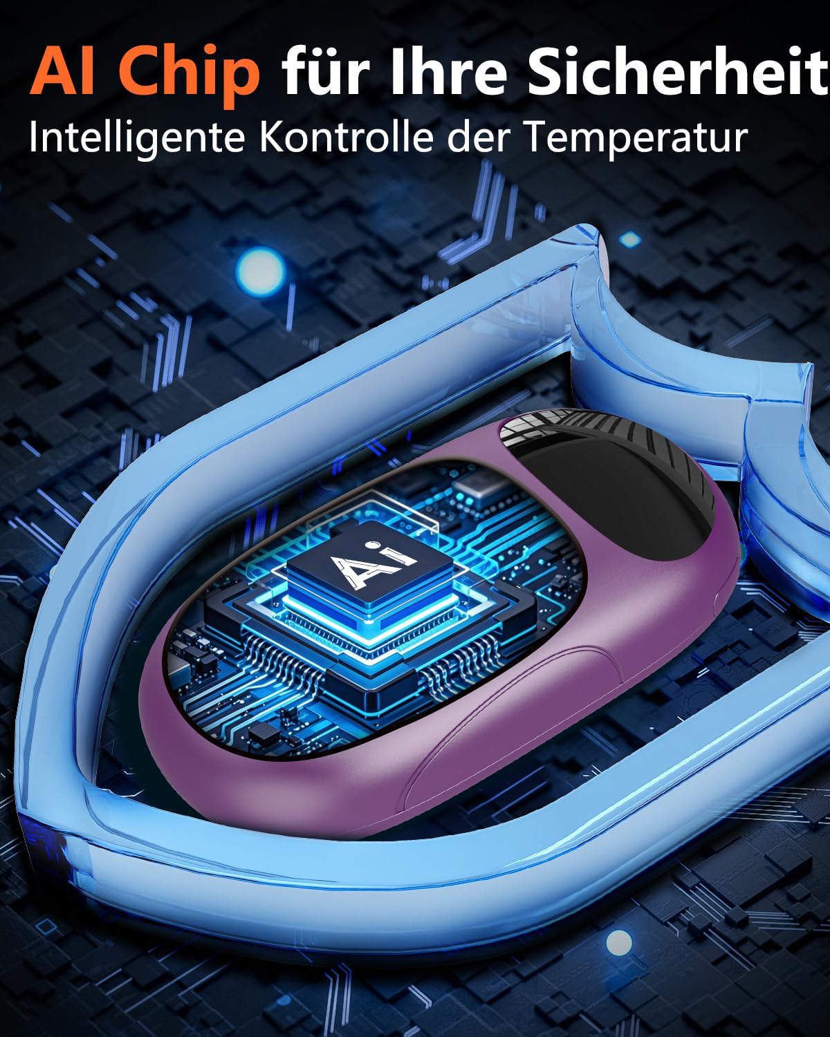 DDKJ Handwärmer Aufladbar 2 Pack 7000mAh - AI Magnetische Taschenwärmer USB mit LED-Display - Hand Warmers Elektrisch Beidseitig, Klein Hand Wärmer - Gifts für Outdoors, Jagd & Hiking - Dunkellila 4