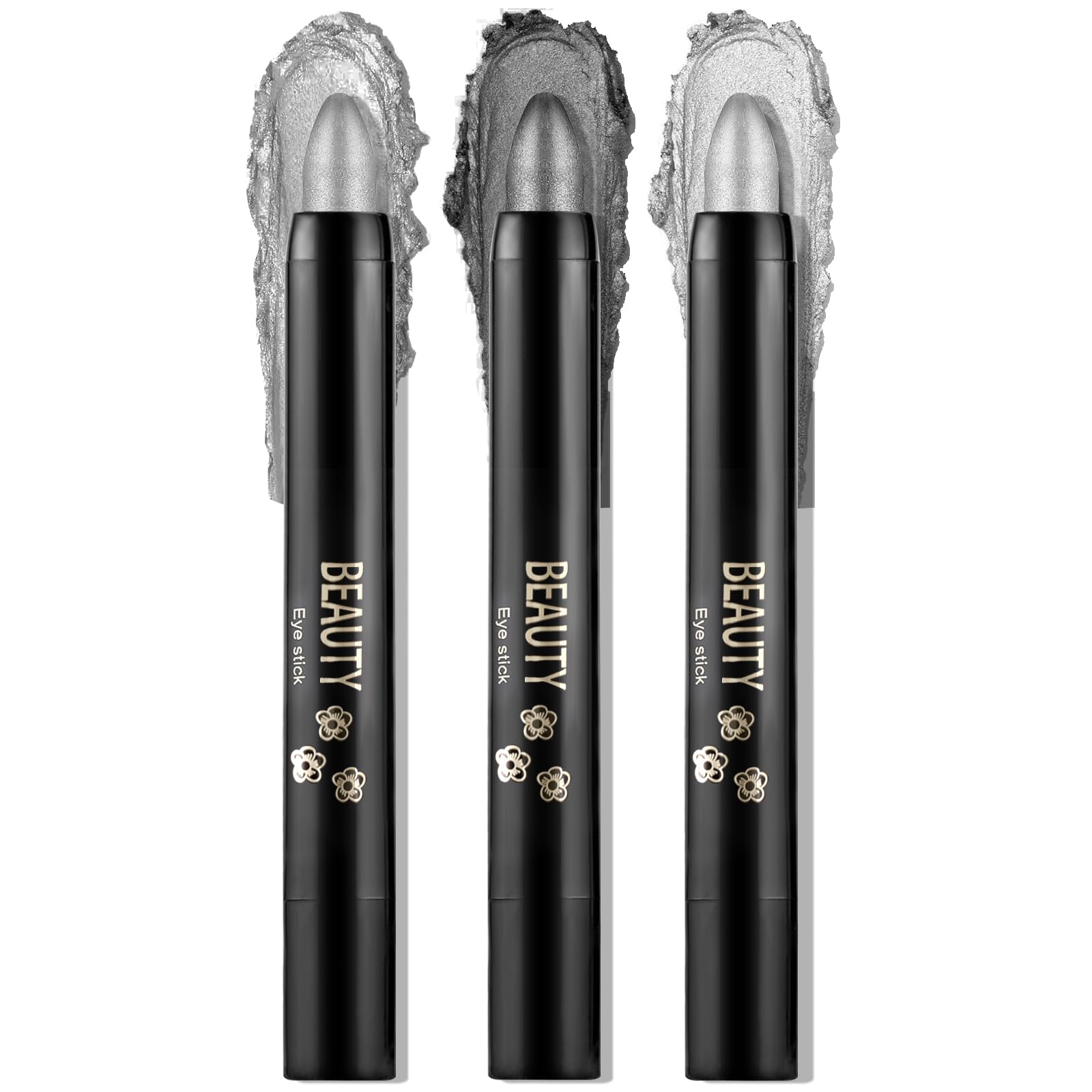 Boobeen 3PCS Cream Eyeshadow Pencil Crayon Waterproof Eyeshadow Brightener Stick Shimmer Eyeshadow Pen Create Glitter Eye Makeup, Easy to Use