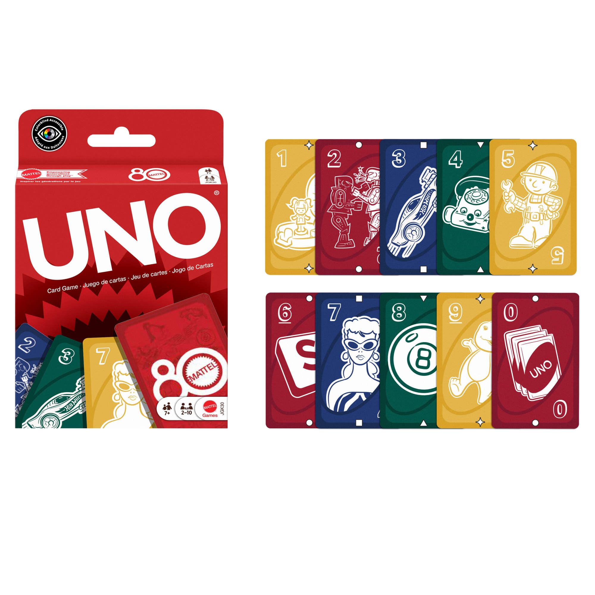 Mattel Games, UNO Mattel Ruby Red-Version Kartenspiel für Kinder, Erwachsene und Familien, Spieleabende, Reisen, Camping und Parties, JGK30 5
