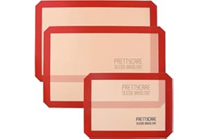 PrettyCare Silicone Baking Mat 3 Pack, Non Stick & Easy Clean Tapis Silicon Baking Sheet,Toaster Oven Liner, Reusable Baking 