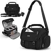 RAINSMORE Camera Bag, DSLR/SLR/Mirrorless Camera Sling Bag for Photographers Waterproof Small Camera Case with Tripod Holder
