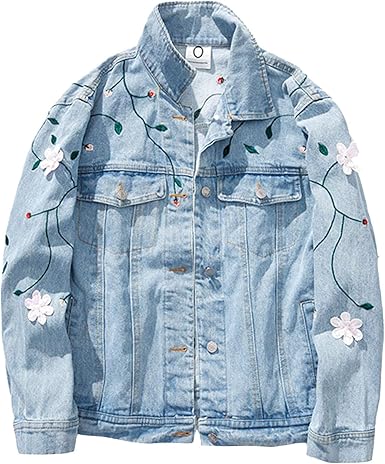 embroidered denim jacket amazon