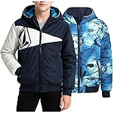 Volcom Boys Winter Coat - Reversible Zip Up Jacket Breathable Hooded Puffer Coat Kids Outerwear Jackets and Coats (4-20)