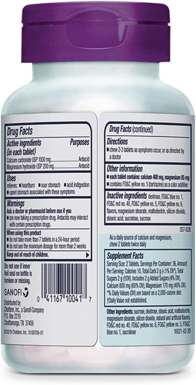 Rolaids Antacid Calcium & Magnesium Supplement Ultra Strength Tablets, Fruit 72 ea: Health & Personal Care