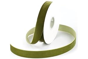 DINDOSAL Moss Green Velvet Ribbon 1 Inch Single Face Olive Green Velvet Ribbon for Wedding, Christmas Velvet Ribbon for Tree Decorations, Gift Wrapping, Hair Bows Ribbon, Ribbon for Crafts - 10 Yards
