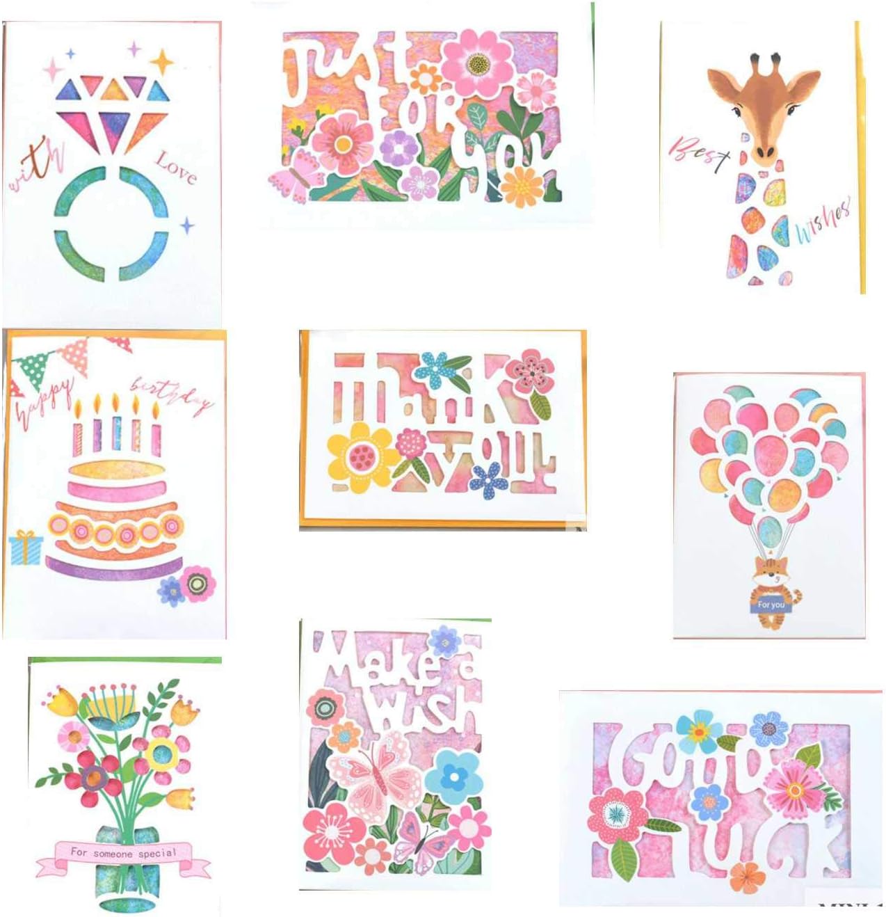 Amazon 9種類 手作り 可愛い メッセージ カード バースデー グリーティング ギフト カード クリスマスカード ケーキカード 切り抜き２ グリーティングカード 文房具 オフィス用品