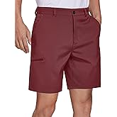 PULI Mens Golf Hybrid Shorts 7 Inch Dress Stretch Hiking Flat Front Quick Dry Lightweight Board Casual Shorts with Pockets