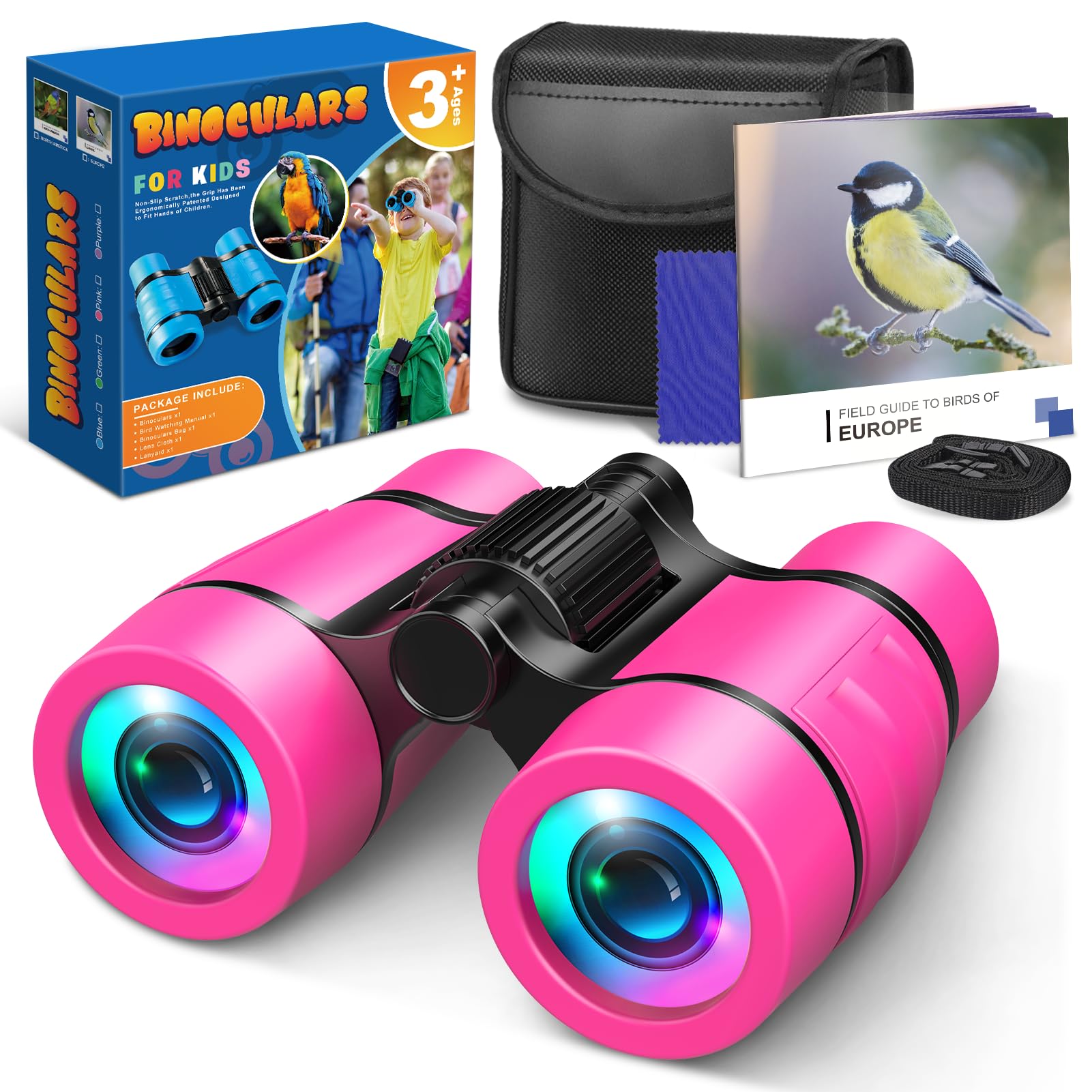 Girls Toys Age 3-9, Binoculars Kids Gifts for Girls Toys 3-9 Year Old Boy Girls Birthday Presents 3-7 Year Old Girl Gifts Educational Learning/Hunting Hiking/Birthday Pink