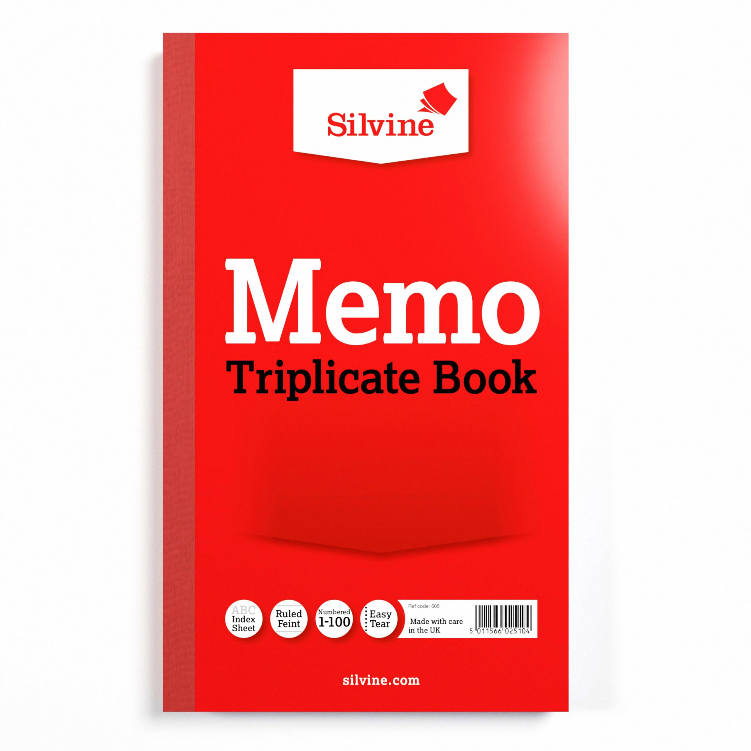 Silvine Triplicate Memo Book - Numbered 1-100 with Index Sheet (210 x 127mm)