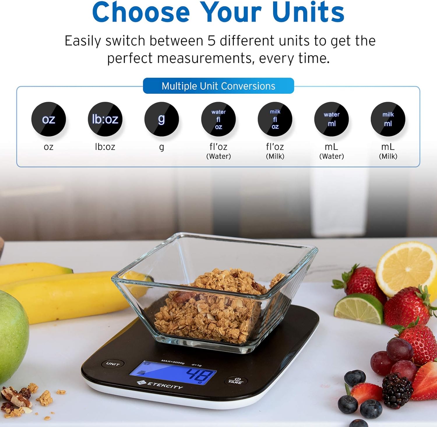 Etekcity Food Kitchen Scale, Digital Weight Grams and Oz for Baking and Cooking, Large, Black Plastic: Kitchen & Dining