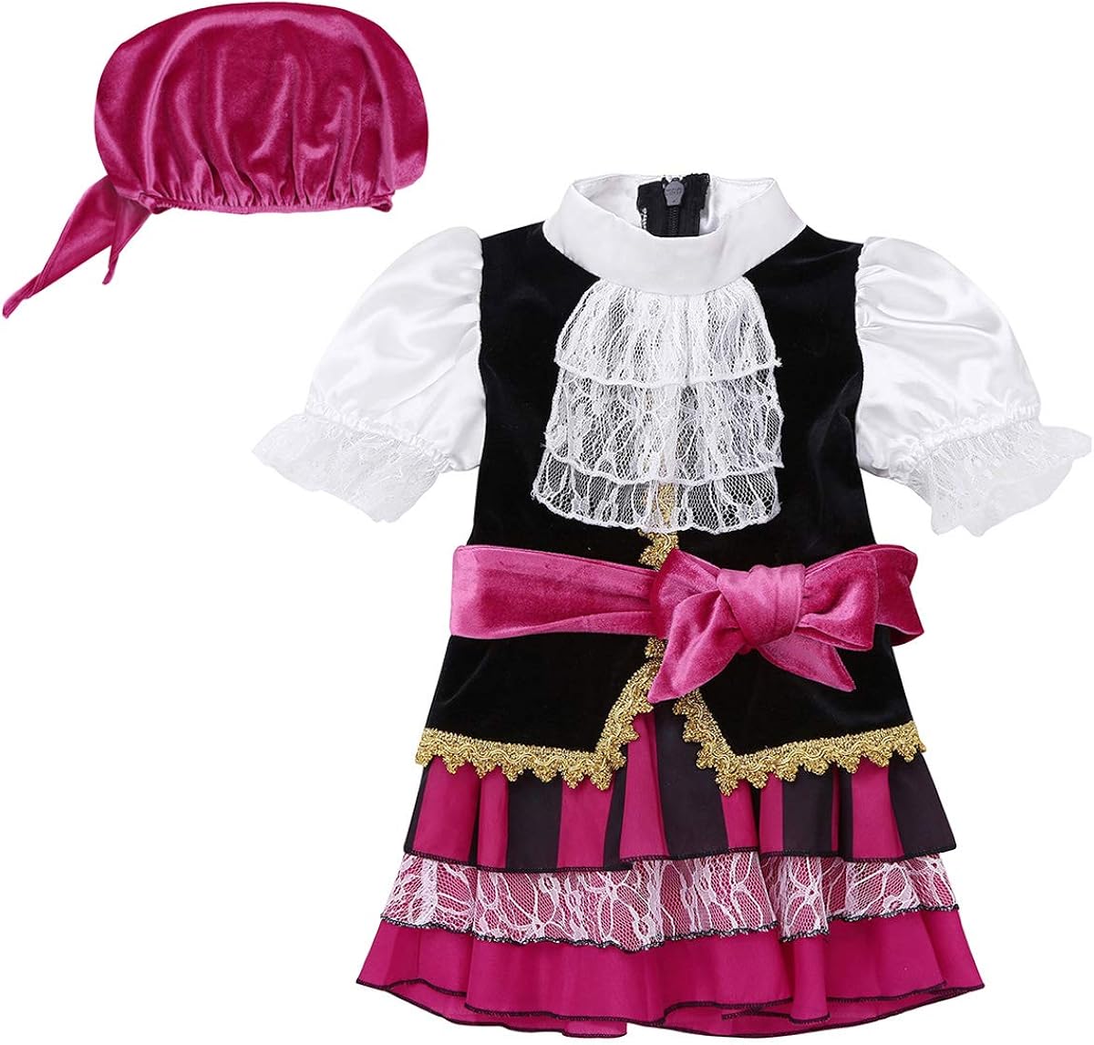 TiaoBug Vestito Piratessa per Baby Costume da Pirata per Neonata Bimba Halloween Cosplay