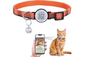 DOKITAG Cat Collar Breakaway with QR Code Name Tag,Pet ID Tag,Cat Collar with Bell and QR,Pet Online Profile-Scan QR Receive Instant Pet Location Alert Email (Orange)