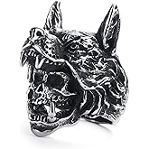KIRTIJW Skull Rings for Men Stainless Steel Gothic Biker Punk Skull Ring Jewelry for Men Size 8-13