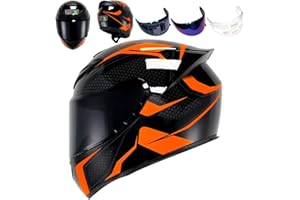 HTLNUZD Full Face Motorcycle Helmet Racing Motocross Helmets with Pinlock Compatible Clear&Tinted Visors DOT Model Approved Street Bike Helmet