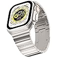 LDFAS Compatible for Apple Watch Ultra 2 Band 49mm,Series 10 46mm Titanium Metal Strap with Hidden Buckle Compatible for Apple Watch 9/8 45mm Bands