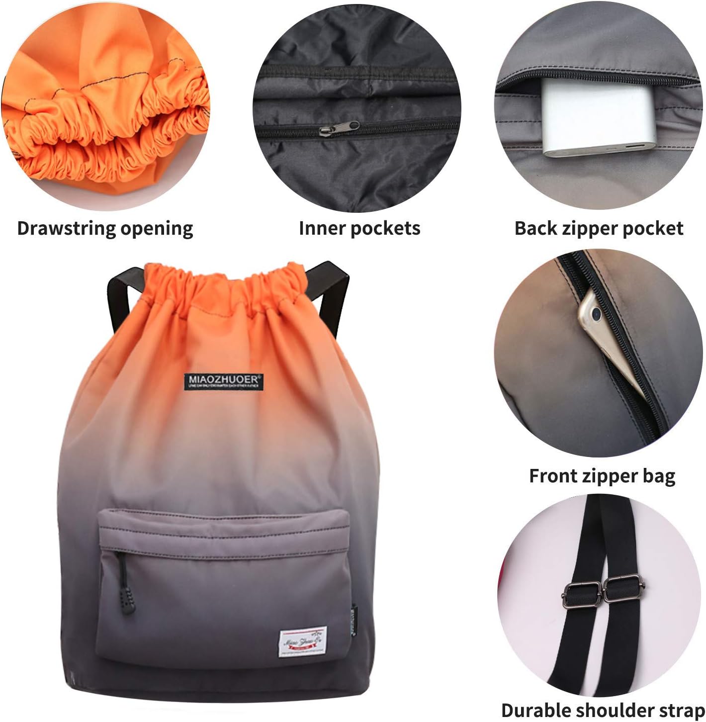 Risefit Waterproof Drawstring Bags, Printed Gym Sackpacks Bags Sports Backpacks for Shopping Swimming Yoga for Men Women Girls Students - Image 4
