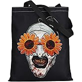 LEVLO Funny Clown Canvas Tote Bag - Movie Fans Gifts, Horror Movie Art Merchandise