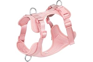 Wisedog Dog Harness Medium Sized, Pet Vest with Front Clip, Adjustable Puppy Harness with 3 Fast Release Buckles[Easy to Put on & Take Off] (Pink, L)