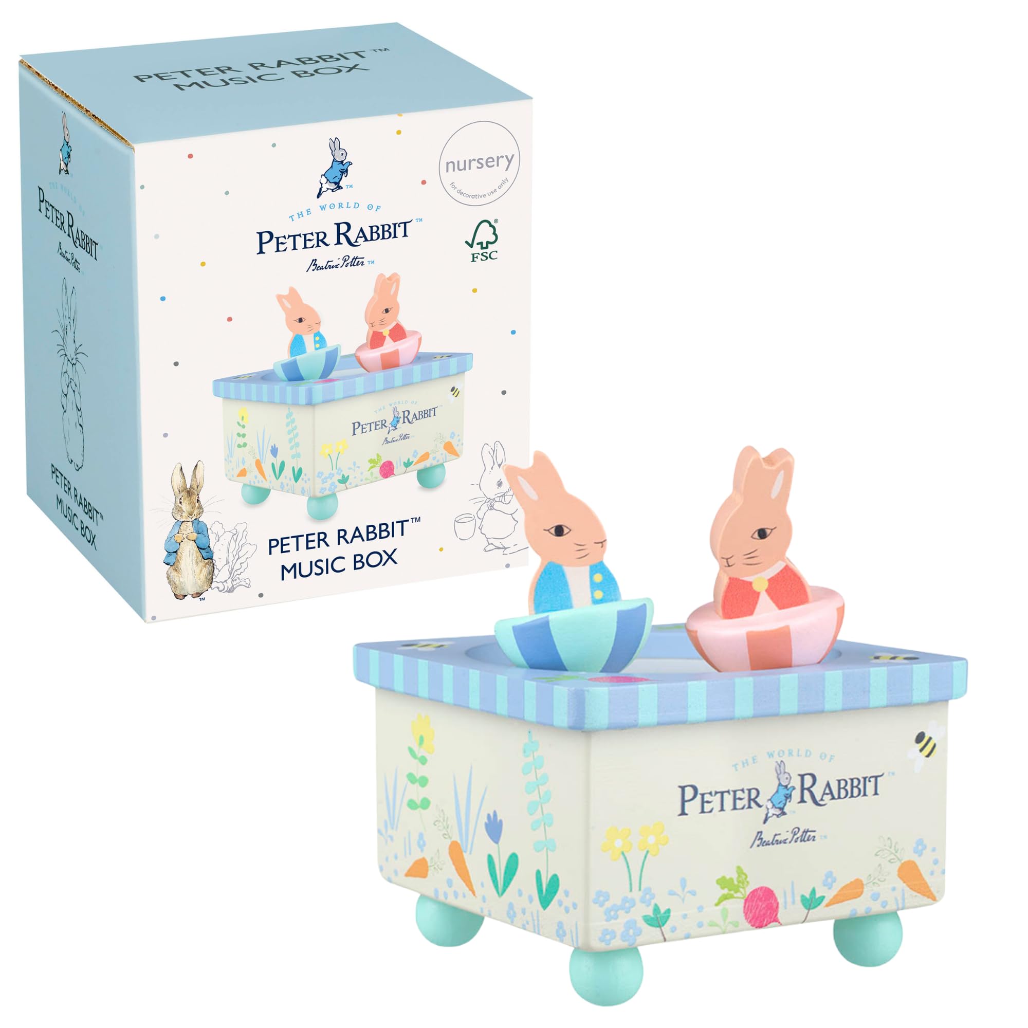 Orange Tree Toys Peter Rabbit Toys - Peter Rabbit Wooden Music Box, Musical Toys, Toddler - Perfect Baby Gifts for Nursery, Early Development & Activity Toys - Official Licensed Peter Rabbit Gifts