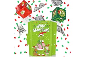 Ratoyal Christmas Surprise Gift Box Explosion for Money, Pop Up Christmas Cards with Confetti for Kids, Christmas Exploding Card for Women Men, Funny Merry Grinchmas Gift Ideas for Gifting Cash