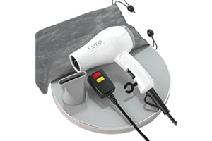 LURA Foldable Travel Hair Dreyr Mini:Dual Voltage Lightweight Blow Dryer with Pouch,1200w Compact Pink Small Hair Dryer for Acrylic Paint Pouring(White)