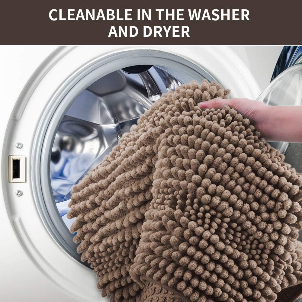 IM Home Extra Thick Bathroom Rugs Mat Brown Taupe 23"x35" Soft Chenille Bath Rugs Non Slip, Absorbent Shaggy Bath Mats for Bathroom, Toilet Rugs Machine Washable: Kitchen & Dining