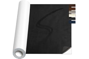 JUCHENG Suede Repair Patch,17x100inch Large Faux Suede Leather Fabric，Self-Adhesive Fabric Patches for Furniture, Couch, Sofa, Car Interior, Shoes, Hand Bag, Jewelry Boxes ﻿ (Black)