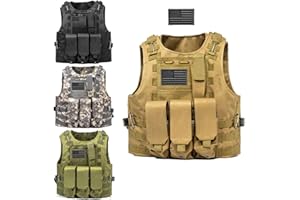 AZB Tactical Vest Adjustable Airsoft Paintball Vest with Removable Pouch