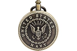 JewelryWe Bronze Retro Pocket Watch Men's United States Marine Corps Veterans Quartz Watch for Christmas