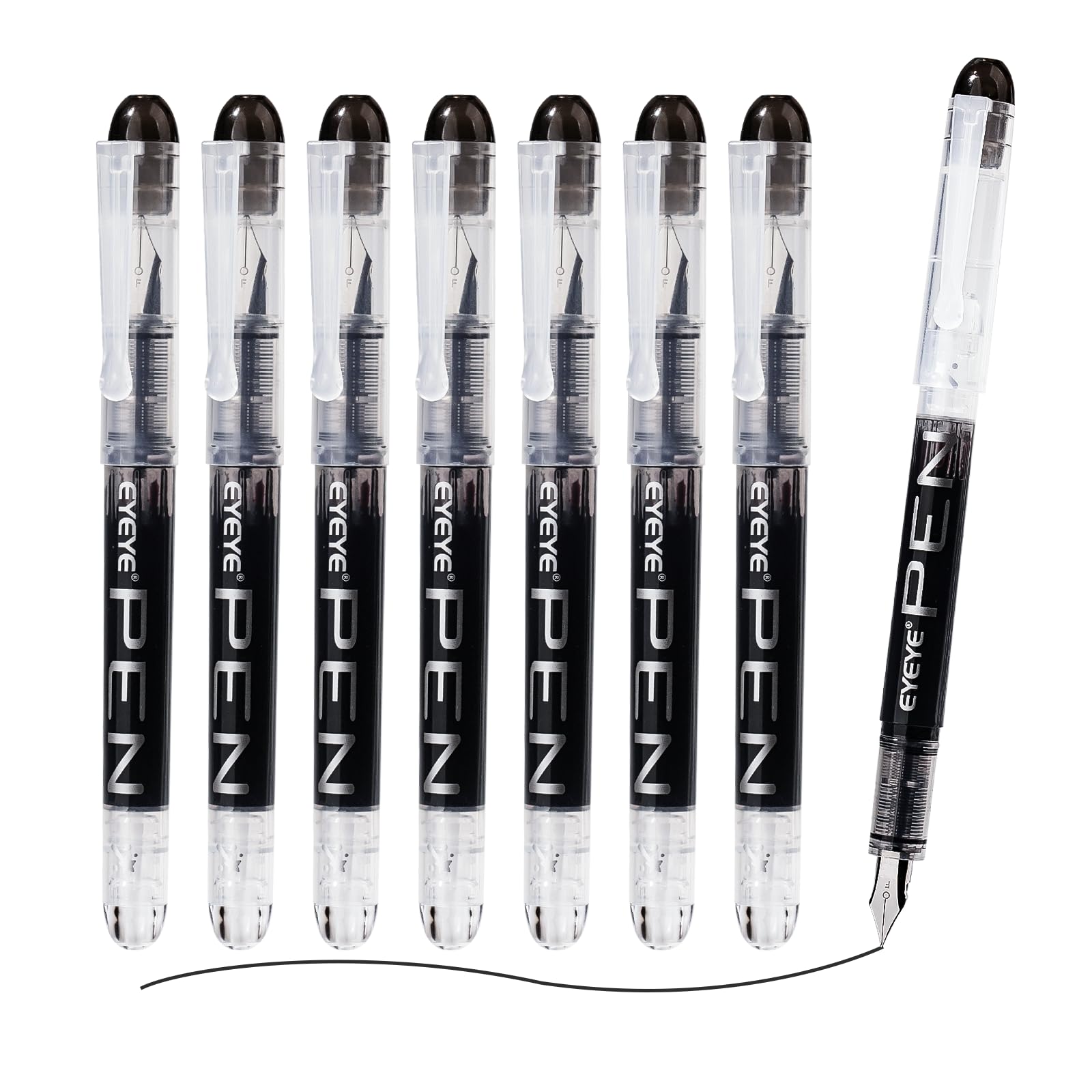 EYEYE Disposable Fountain Pens Fine Point, 8 Pack