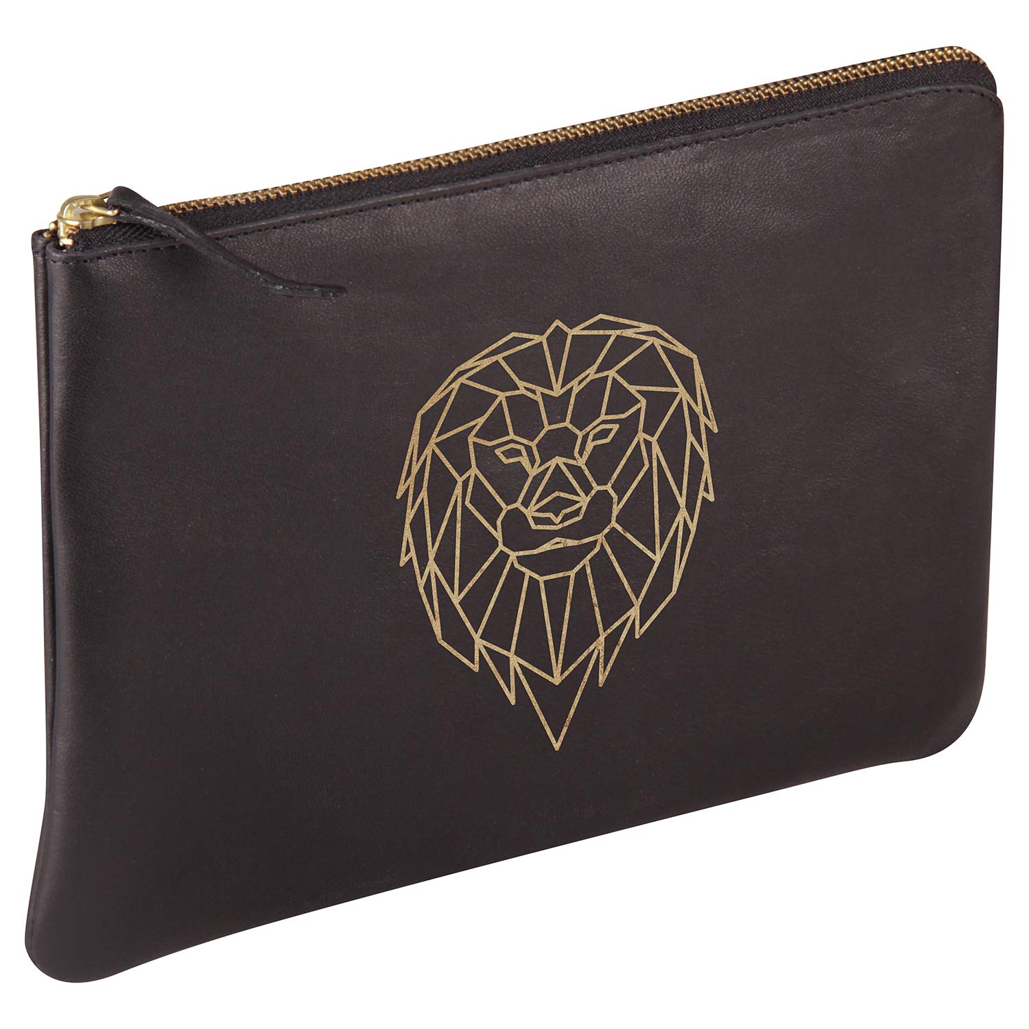 Clairefontaine 410186C - One Large Genuine Leather Universal Pouch - Dimensions: 27x19 cm - Lion design - Genuine Lambskin Leather - Multi Purpose Functions