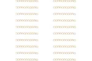 Ruwado 60 Pcs Necklace Extension Chain Metal Silver Gold Twist Removable Tail Extender Chains for Jewelry Making Bracelet Anklet Keychain DIY Kit (Gold, 5 cm)