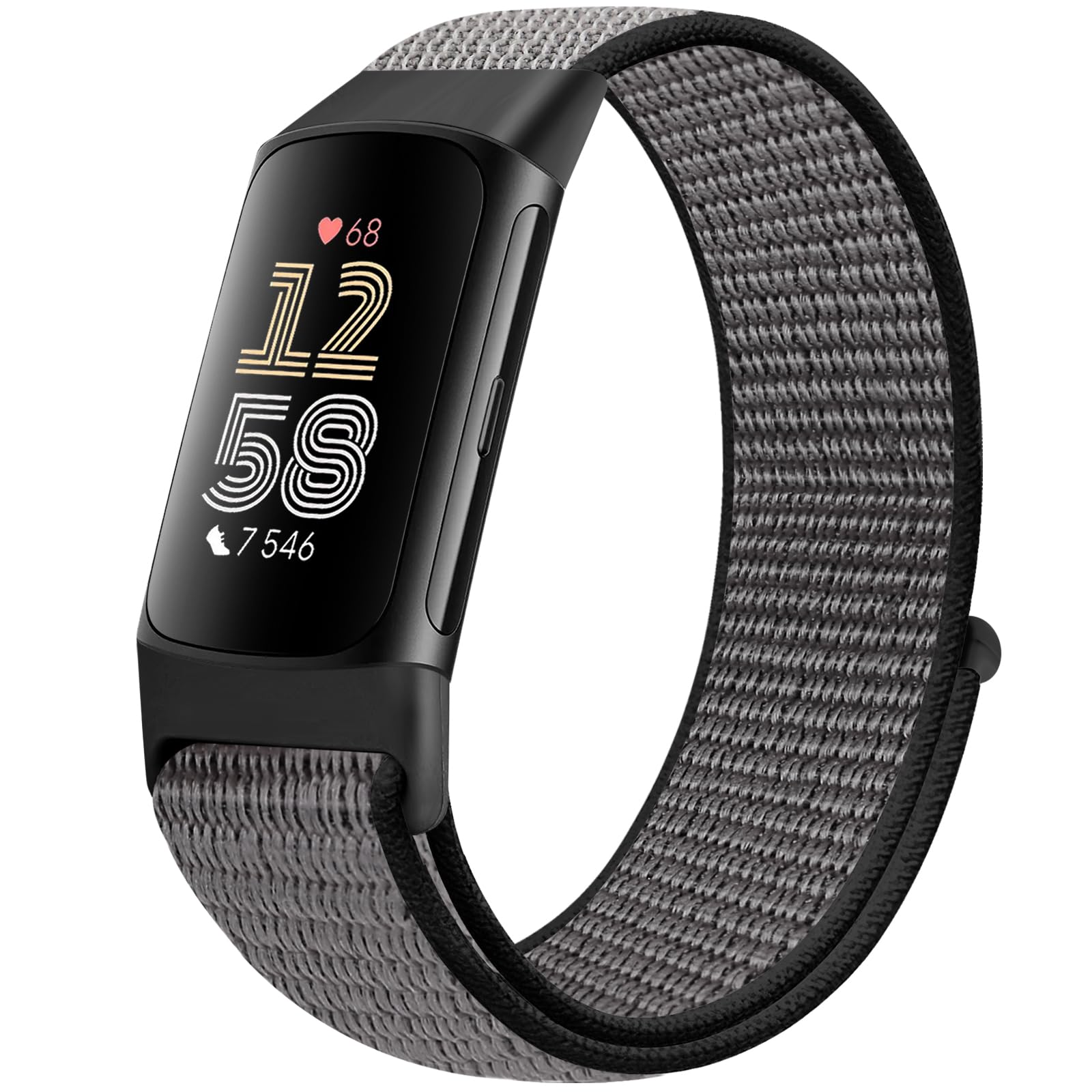 Runostrich Sport Loop Nylon Watch Straps Only Compatible with Fitbit Charge 5 Strap, Adjustable Breathable Replacement Soft Wristband for Women Men Advanced Fitness Tracker, Iron Gray — image 1