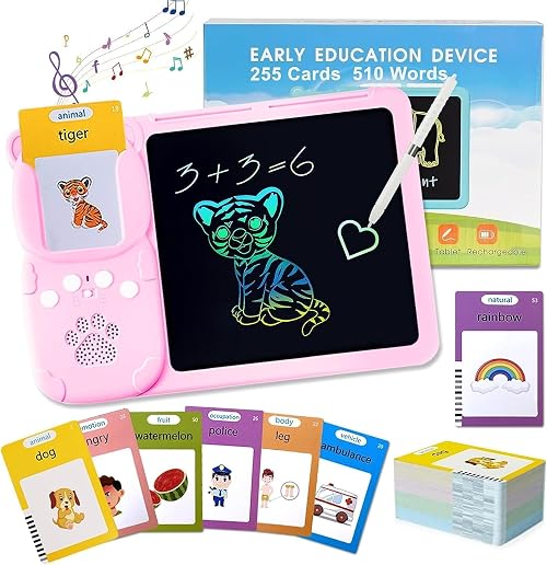 Topfree Learning Educational Toys Gifts for Kids 2+ Years Old, Talking Flash Cards LCD Writing Tablet 510 Words ABC Numbers, Read & Write Toddlers Montessori Speech Therapy Autism Sensory Toy