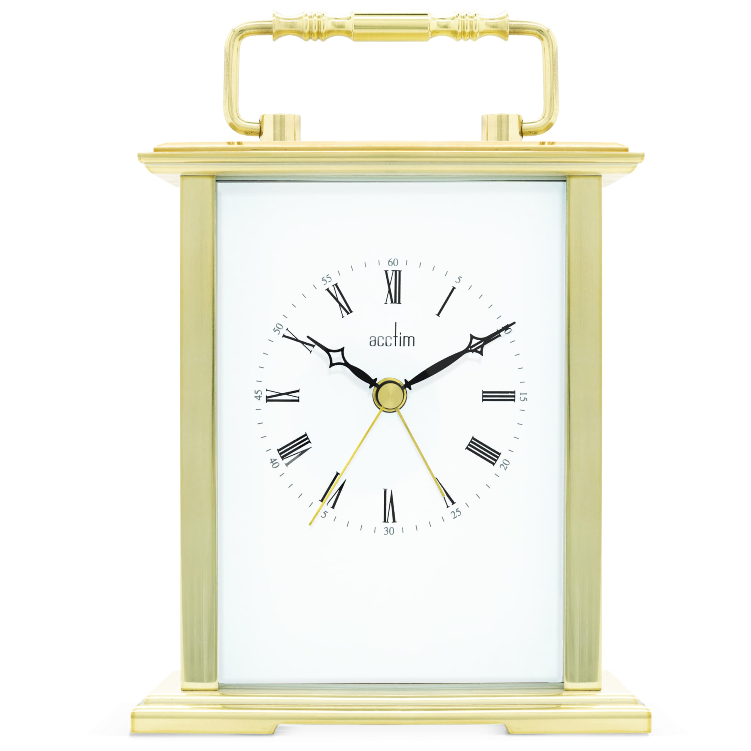 Acctim Gainsborough Mantel Clock Quartz Polished Metal Carriage Clock Energy Efficient Movement Gold 36518