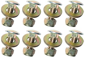 Metalsuberg 5/16" x 1/2" Carriage Bolt by Color Galvanization of Square Neck with Nylon Lock nut and Large Size Washer Assortment Kit,Carbon Steel,Grade 2.(8pcs Pack)